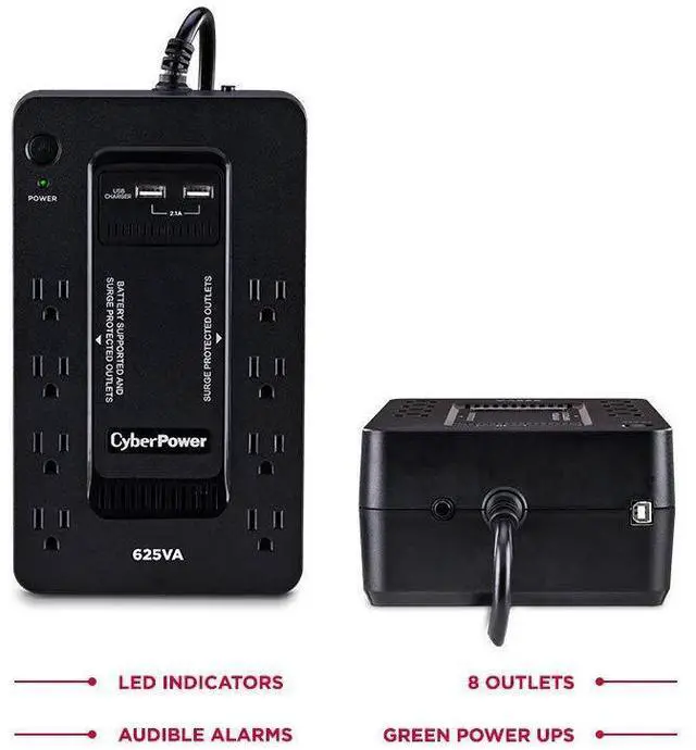 Alt view image 4 of 20 - CyberPower ST625U Standby UPS Systems - 625VA/360W, 120 VAC, NEMA 5-15P, Compact, 8 Outlets, PowerPanel