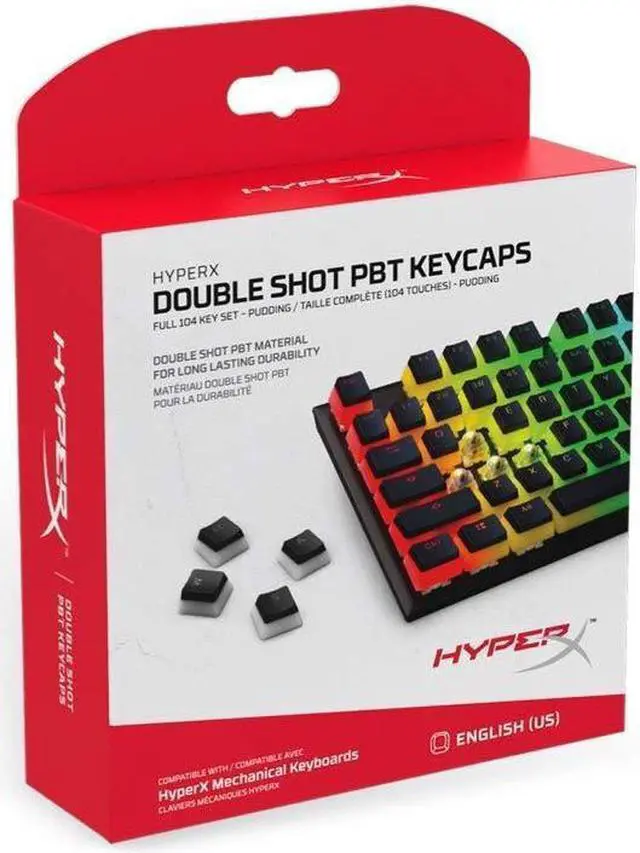 Alt view image 2 of 8 - HyperX Double Shot PBT 104 Mechanical Keycap Set - Black & White Pudding