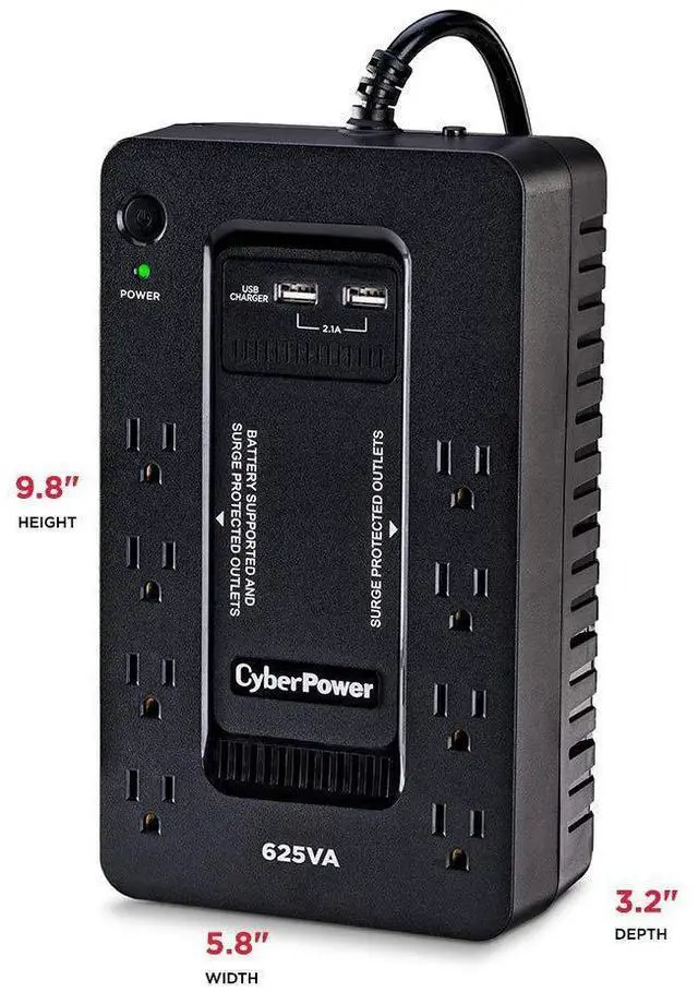 Alt view image 5 of 20 - CyberPower ST625U Standby UPS Systems - 625VA/360W, 120 VAC, NEMA 5-15P, Compact, 8 Outlets, PowerPanel