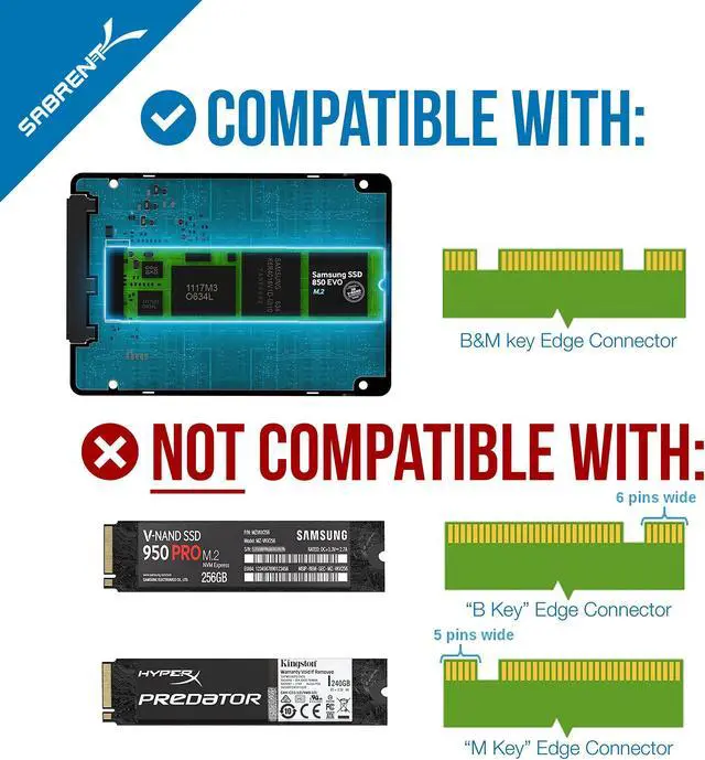 Alt view image 2 of 7 - SABRENT M.2 SSD [SATA] to 2.5 Inch SATA III Aluminum Enclosure Adapter (EC-M2SA)