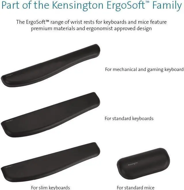Alt view image 6 of 19 - Kensington ErgoSoft Wrist Rest for Standard Keyboards
