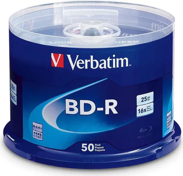 Alt view image 2 of 8 - verbatim bdr 25gb 16x bluray recordable media disc  50 pack spindle