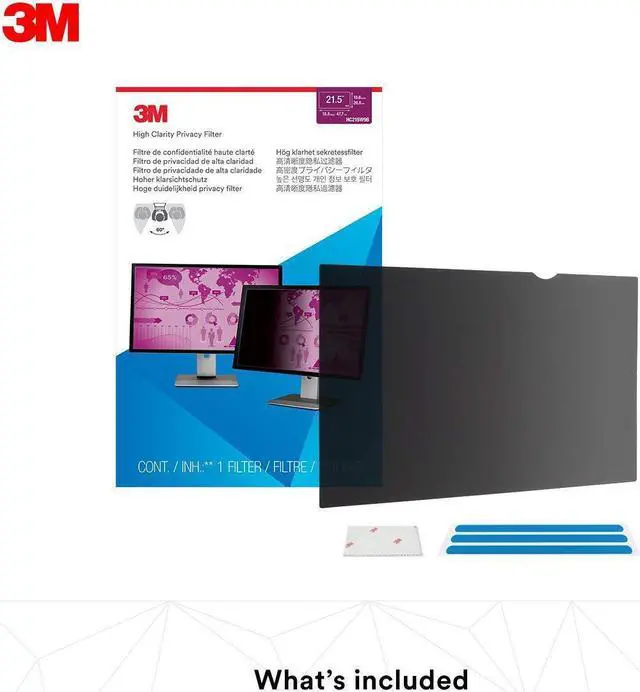 Alt view image 7 of 20 - 3M™ High Clarity Privacy Filter For 21.5" Widescreen Monitor