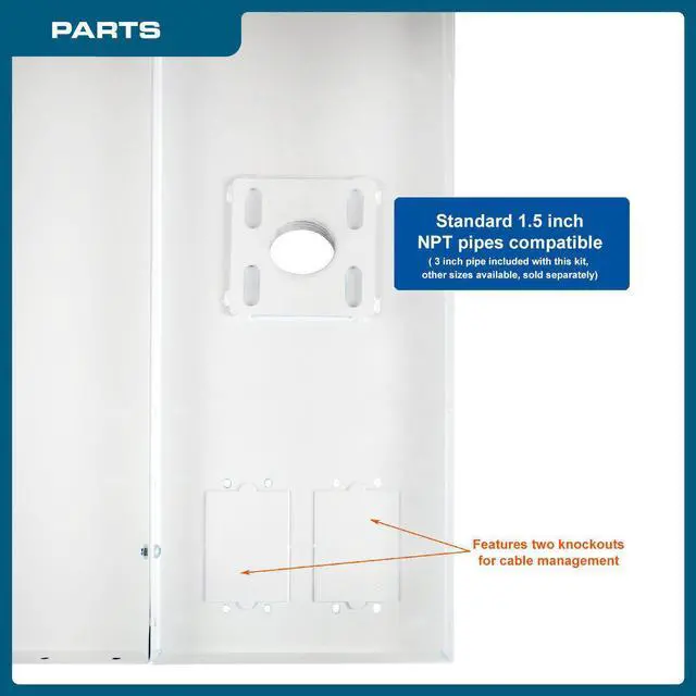 Alt view image 5 of 15 - QualGear® Pro-AV QG-KIT-S2-3IN-W Projector Mounting Kit - Projector Mount, Suspended Ceiling Adapter, a 3 inch 1.5-Inch NPT Threaded Pipe in White