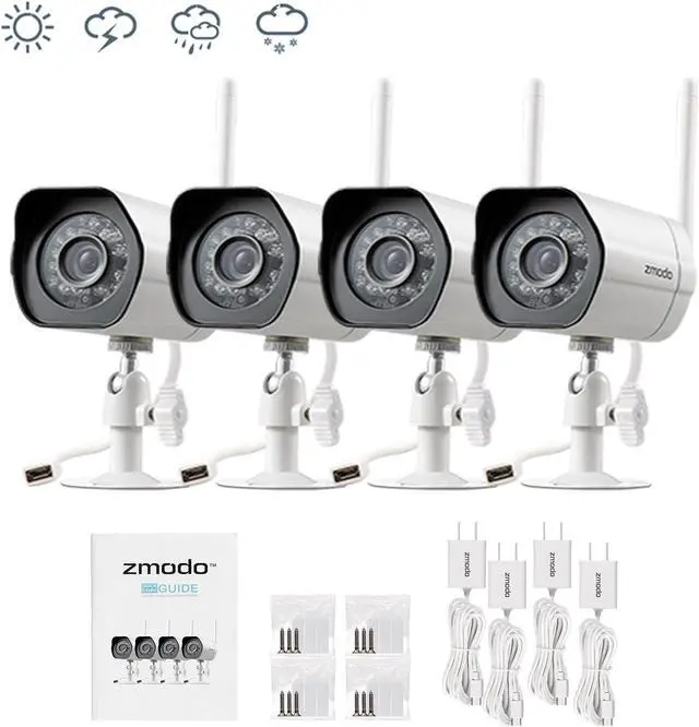 Alt view image 9 of 13 - zmodo wireless security camera system (4 pack) smart hd outdoor wifi ip cameras with night vision - works with alexa