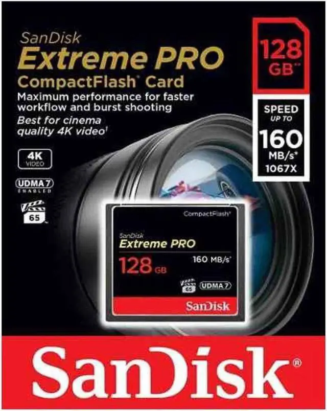 Alt view image 10 of 20 - SanDisk 128GB Extreme Pro CompactFlash Card 160MB/s UDMA7