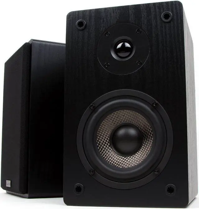 Alt view image 8 of 16 - Micca Bookshelf Speakers w/4" Carbon Fiber Woofer&Silk Dome Tweeter (Black, Pair) MB42