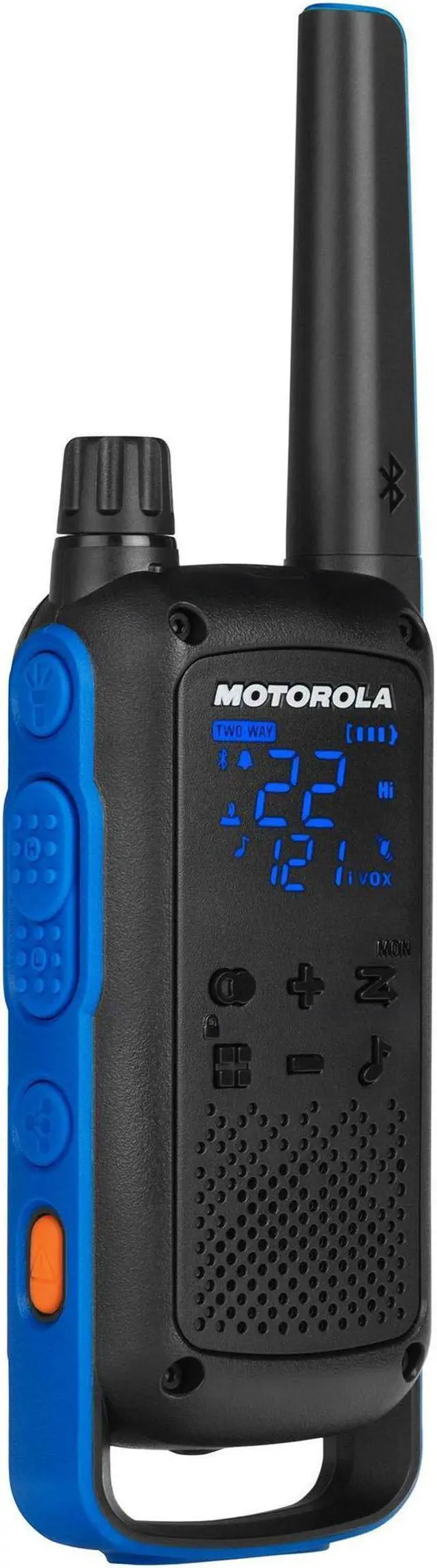 Alt view image 8 of 20 - Motorola T800 Two-Way Radio - 56KM Bluetooth Model, 2 Pack, Black/Blue