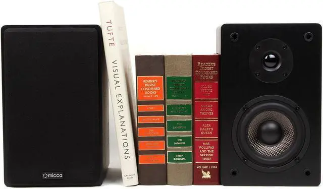 Alt view image 14 of 16 - Micca Bookshelf Speakers w/4" Carbon Fiber Woofer&Silk Dome Tweeter (Black, Pair) MB42