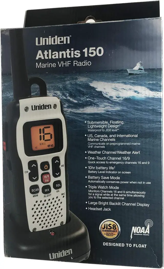 Alt view image 6 of 11 - Uniden Atlantis 150 Submersible VHF Marine Radio with Digital Squelch & Antenna