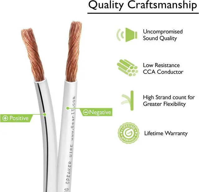 Alt view image 6 of 13 - 16 Gauge Speaker Wire, GearIT 200 ft 16AWG for Home Theater / Car Audio / Outdoor Installation High Quality Speaker Wires, White