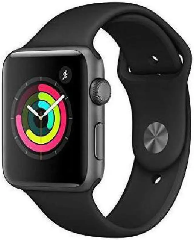 Alt view image 9 of 20 - Apple Watch Series 3 GPS w/ 42MM Space Gray Aluminum Case & Black Sport Band
