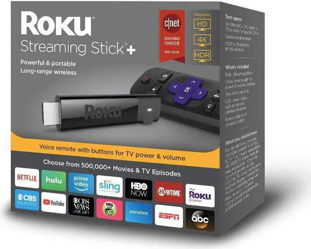 Alt view image 9 of 20 - Roku Streaming Stick+ HD/4K/HDR Streaming Media Player with Long-range Wireless and Voice Remote with TV Controls - Black (3810R)