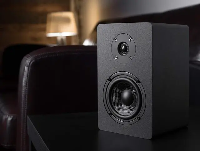 Alt view image 5 of 9 - Micca PB42X Powered Bookshelf Speakers With 4-Inch Carbon Fiber Woofer and Silk Dome Tweeter (Pair)