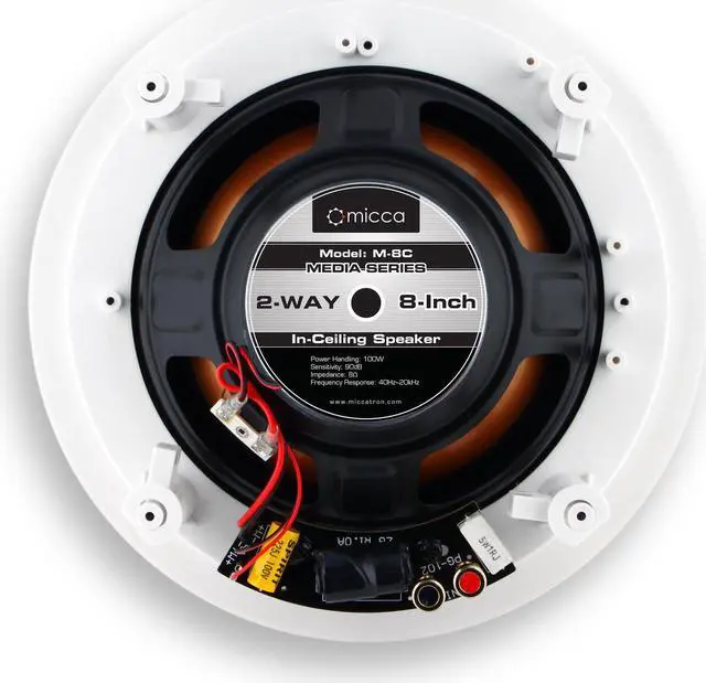 Alt view image 5 of 8 - micca m8c 8 inch 2way inceiling inwall speaker with pivoting 1" silk dome tweeter each, white