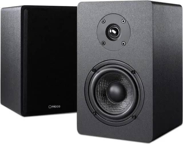 Alt view image 2 of 9 - Micca PB42X Powered Bookshelf Speakers With 4-Inch Carbon Fiber Woofer and Silk Dome Tweeter (Pair)