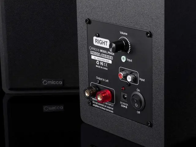 Alt view image 7 of 9 - Micca PB42X Powered Bookshelf Speakers With 4-Inch Carbon Fiber Woofer and Silk Dome Tweeter (Pair)