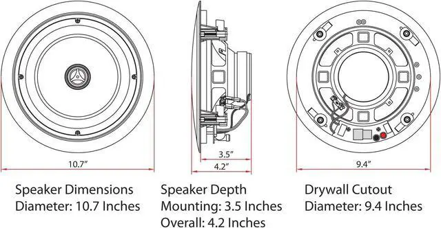 Alt view image 3 of 8 - micca m8c 8 inch 2way inceiling inwall speaker with pivoting 1" silk dome tweeter each, white