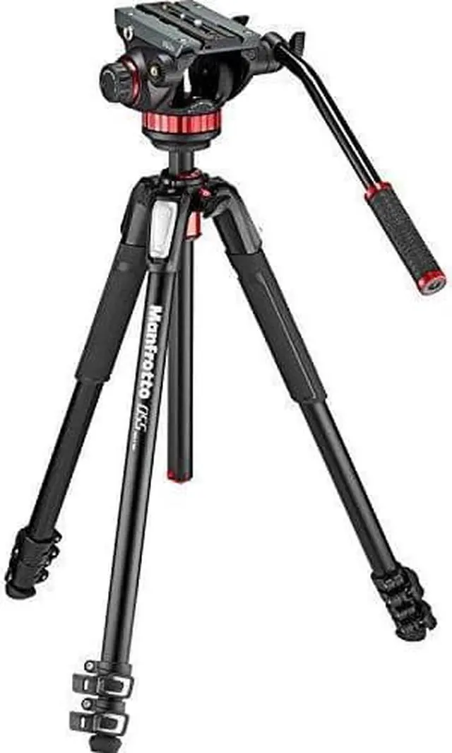 Alt view image 9 of 20 - Manfrotto MVH502AH Fluid Video Head with MT055XPRO3 Aluminum 3-Section Tripod