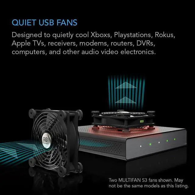 Alt view image 12 of 20 - AC Infinity MULTIFAN S3, Quiet 120mm USB Fan for Receiver DVR Playstation Xbox Computer Cabinet Cooling