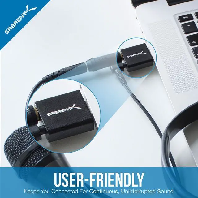 Alt view image 4 of 9 - SABRENT Aluminum USB External Stereo Sound Adapter for Windows and Mac. Plug and Play No Drivers Needed [Black] (AU-EMCB)