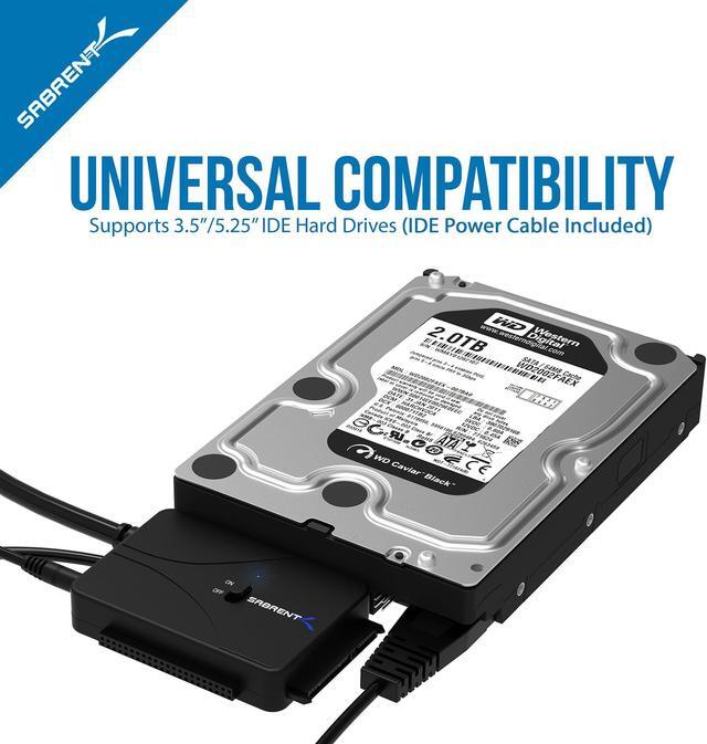 Alt view image 5 of 10 - Sabrent USB 3.0 to SSD/SATA/IDE 2.5/3.5/5.25-INCH Hard Drive Converter with UL Power Supply & LED Activity Lights [10TB Support] (USB-DS12)