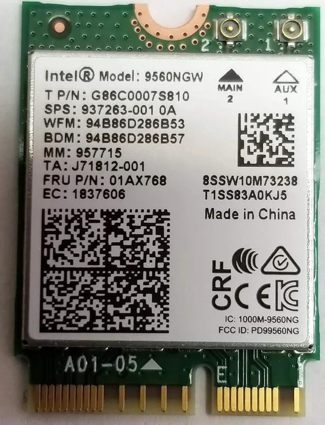 Alt view image 3 of 16 - intel wirelessac 9560, m.2 2230, 2x2 ac+bt, gigabit, no vpro