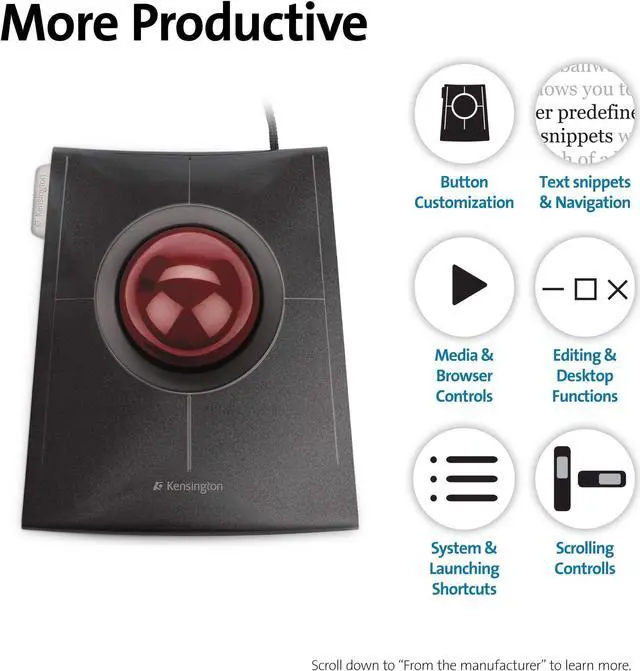 Alt view image 6 of 8 - Kensington SlimBlade Trackball Mouse (K72327US)