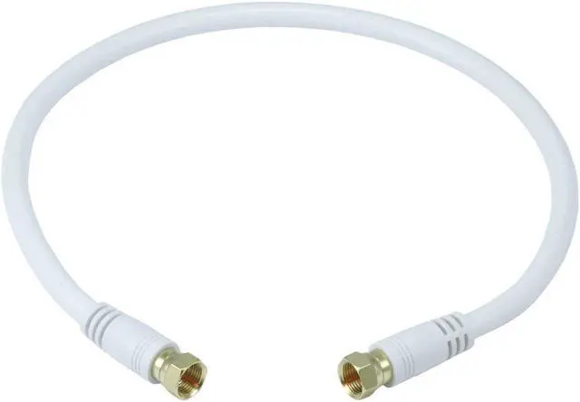 Alt view image 3 of 10 - Monoprice 1.5ft RG6 (18AWG) 75Ohm, Quad Shield, CL2 Coaxial Cable with F Type Connector - White