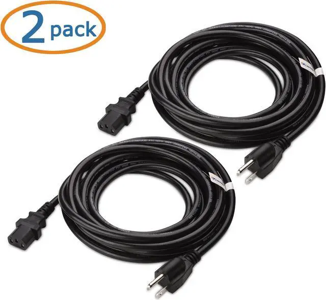 Alt view image 3 of 7 - cable matters 2-pack 16 awg heavy duty 3 prong computer monitor power cord in 15 feet (nema 5-15p to iec c13)