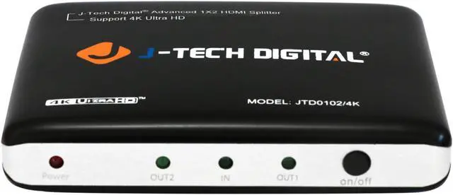 Alt view image 3 of 10 - J-Tech Digital JTD0102/4K J-Digital Most Advanced 2 Ports HDMI 1X2 Powered Splitter, Support Ultra HD 4K 3840 A 2160 Resolution and 3D