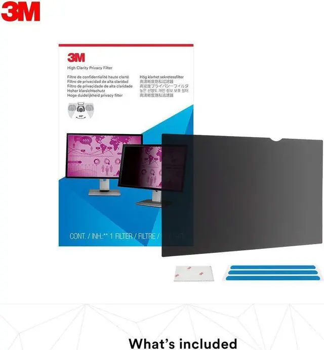 Alt view image 18 of 20 - 3M HC240W1B High Clarity Privacy Filter For 24 Inch Widescreen Monitor (16:10) - Display Privacy Filter - 24 Inch Wide - Black
