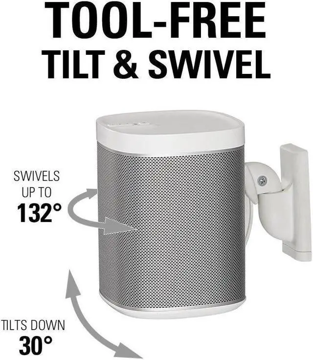 Alt view image 7 of 13 - Sanus Wireless Speaker Swivel and Tilt Wall Mounts for Sonos ONE, PLAY:1, and PLAY:3 - Pair (White)