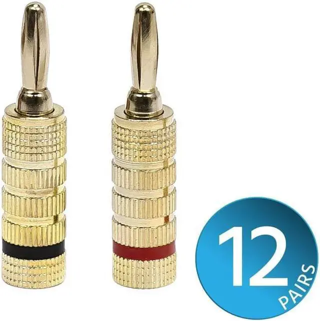 Alt view image 4 of 5 - Monoprice 12 PAIRS Of High-Quality Gold Plated Speaker Banana Plugs, Closed Screw Type