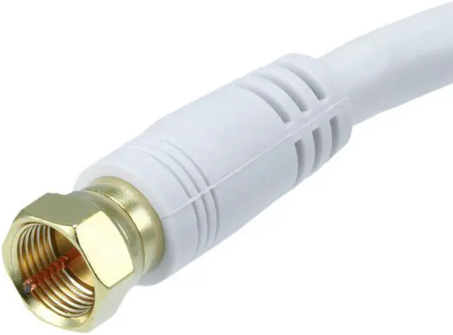 Alt view image 4 of 10 - Monoprice 1.5ft RG6 (18AWG) 75Ohm, Quad Shield, CL2 Coaxial Cable with F Type Connector - White
