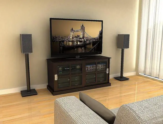 Alt view image 3 of 10 - Atlantic Speaker Stands for Bookshelf Speakers up to 20 lbs - Pair (Black)