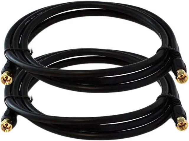Alt view image 4 of 8 - iMBPrice - (2-Pack) RG6 Coaxial Patch Cable (6 Feet) with F-Type Screw-on Connectors in Black