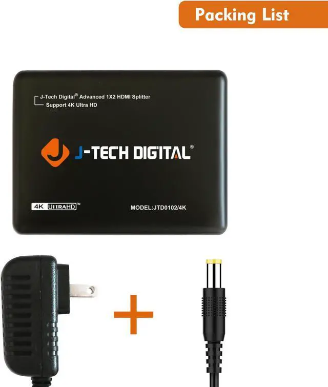 Alt view image 4 of 10 - J-Tech Digital JTD0102/4K J-Digital Most Advanced 2 Ports HDMI 1X2 Powered Splitter, Support Ultra HD 4K 3840 A 2160 Resolution and 3D