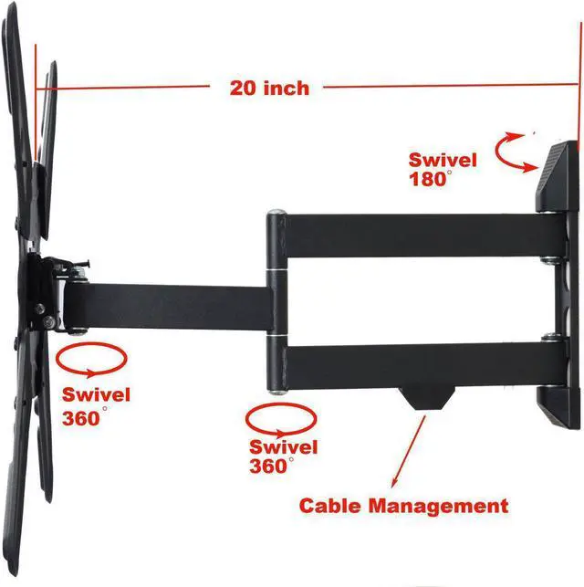 Alt view image 7 of 11 - VideoSecu ML531BE TV Wall Mount for most 22-55 LED LCD Plasma Flat Screen Monitor up to 88 lb VESA 400x400 with Full Motion Swivel Articulating 20 in Extension Arm, HDMI Cable & Bubble Level WP5