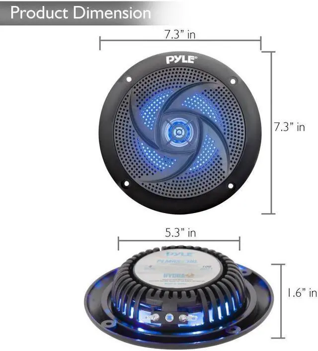 Alt view image 4 of 14 - Pyle PLMRS63BL 6.5 in. Waterproof Rated Marine Speakers - 240 Watt