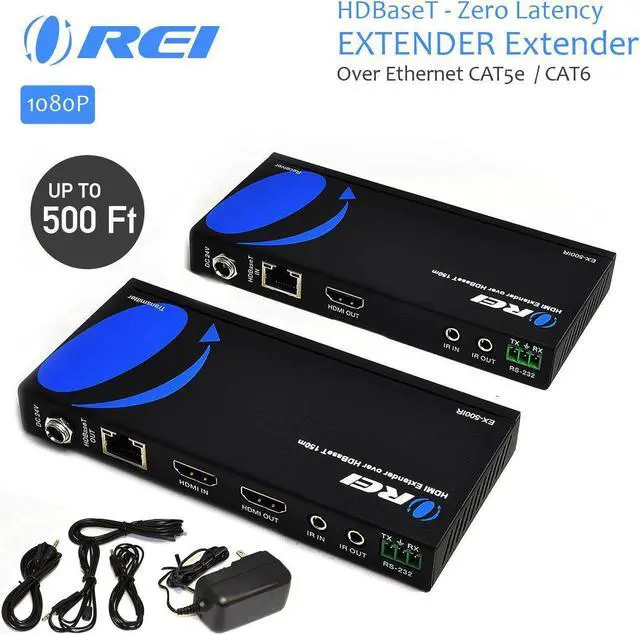Alt view image 5 of 12 - orei hdmi extender over ethernet cat5e/cat6 power over cable  hdbaset  zero latency  1080p upto 500 feet ir signal