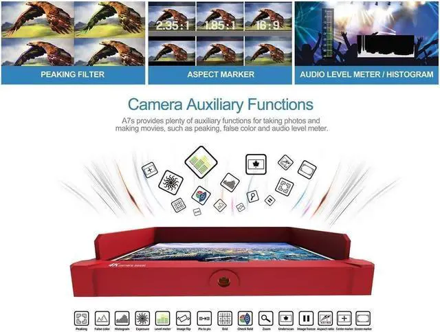 Alt view image 14 of 15 - Lilliput A7S 7" 1920x1200 IPS Screen Camera Field Monitor 4K 1.4 HDMI Input output Video For DSLR Mirrorless Camera SONY A7S II A6500 Panasonic GH5 Canon 5D Mark IV by LILLIPUT OFFICIAL SELLER VIVITEQ