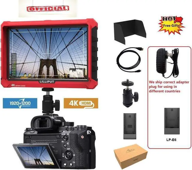 Alt view image 8 of 15 - Lilliput A7S 7" 1920x1200 IPS Screen Camera Field Monitor 4K 1.4 HDMI Input output Video For DSLR Mirrorless Camera SONY A7S II A6500 Panasonic GH5 Canon 5D Mark IV by LILLIPUT OFFICIAL SELLER VIVITEQ