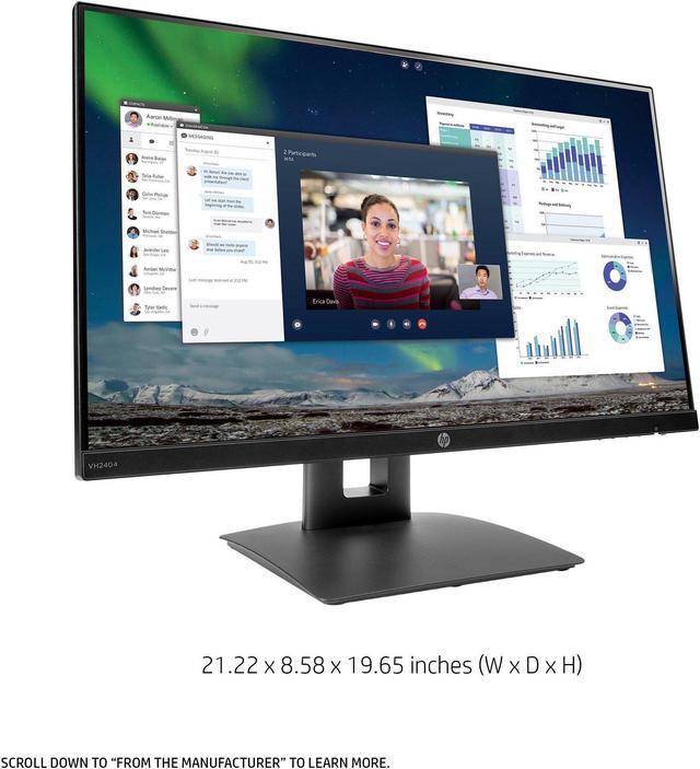 Alt view image 2 of 20 - HP VH240a 23.8" Full HD 1920 x 1080 60 Hz 5ms (GTG) HDMI, VGA LED Backlight IPS Monitor