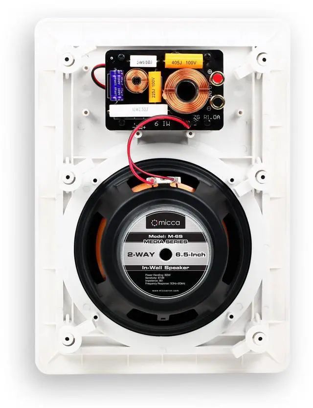 Alt view image 4 of 7 - Micca M-6S 6.5 Inch 2-Way in-Wall Speaker with Pivoting 1" Silk Dome Tweeter (Each, White) 6.5-Inch In-Wall