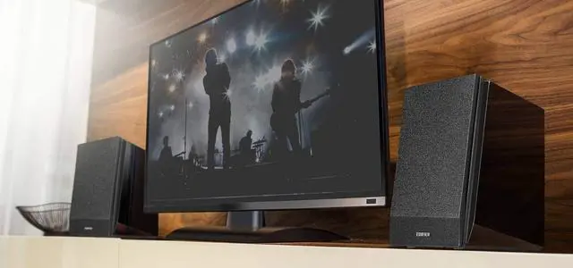 Alt view image 15 of 20 - Edifier R1850DB Active Bookshelf Speakers with Bluetooth and Optical Input - 2.0 Studio Monitor Speaker - Built-in Amplifier with Subwoofer Line Out