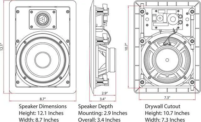 Alt view image 2 of 7 - Micca M-6S 6.5 Inch 2-Way in-Wall Speaker with Pivoting 1" Silk Dome Tweeter (Each, White) 6.5-Inch In-Wall