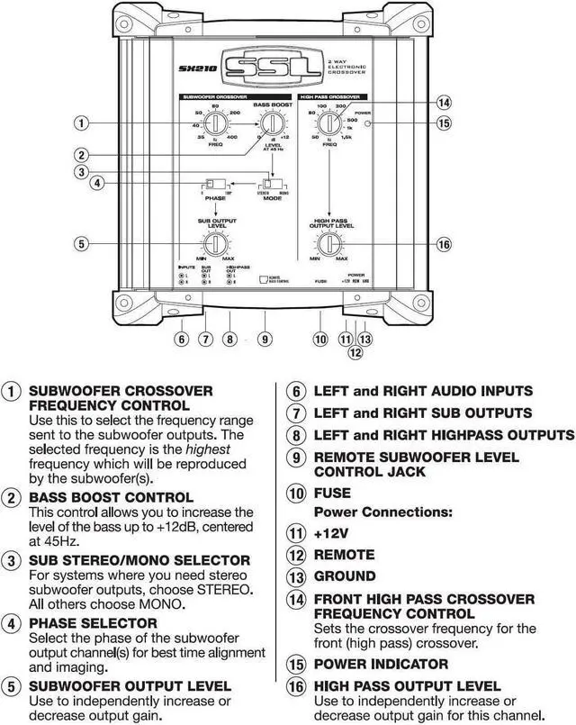 Alt view image 7 of 9 - Sound Storm SX210 2 way Car Electronic Crossover with Remote Subwoofer Control