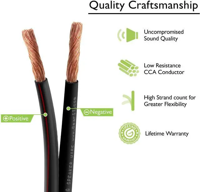 Alt view image 6 of 11 - 16 Gauge Speaker Wire, GearIT 200 ft 16AWG for Home Theater and Car Audio Installation High Quality Speaker Wires, Black