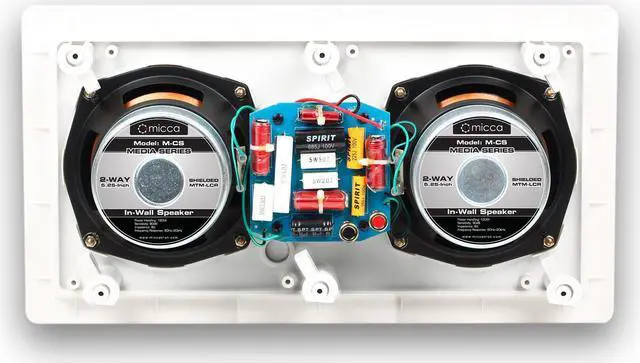 Alt view image 6 of 9 - micca m-cs center channel in-wall speaker with dual 5.25 inch woofers and pivoting 1" silk dome tweeter (each, white)